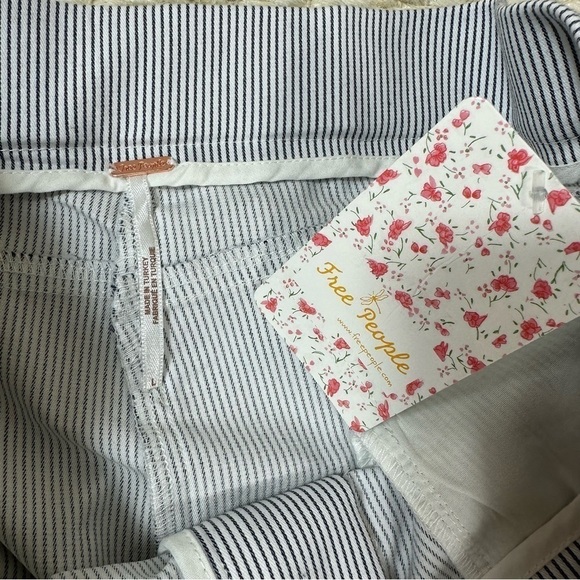 Free People Pants Sz L Florence Crop Flare Blue White Striped NWT - Picture 12 of 14